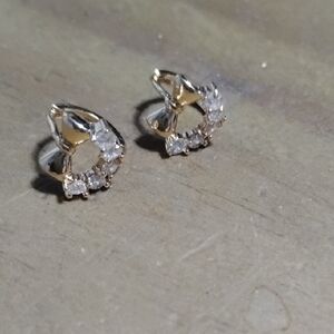 Gold Plated and Bow Crystal Earrings 3/$25
